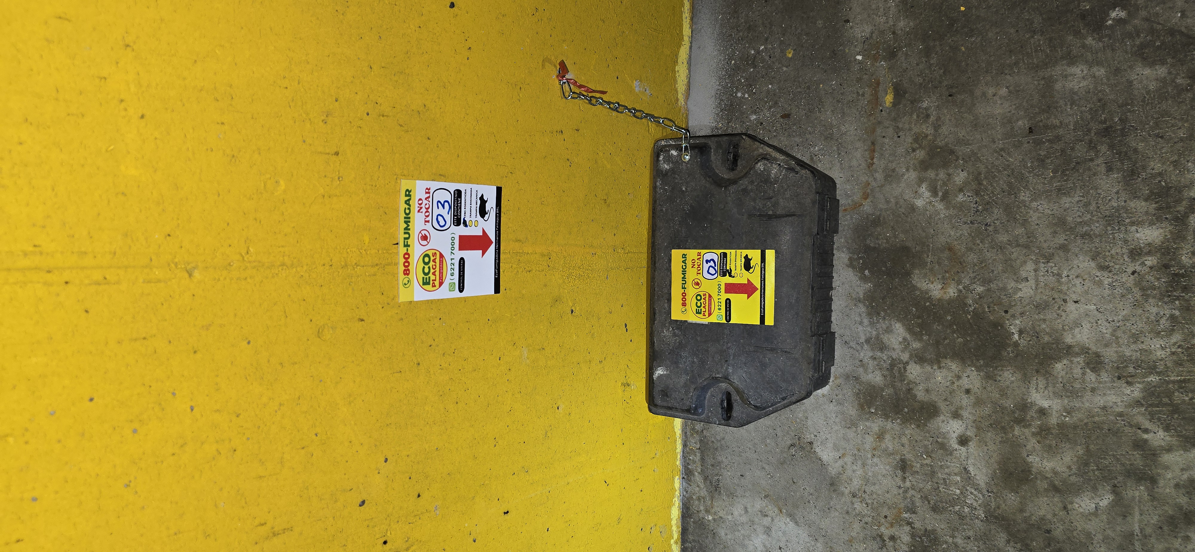 Estación de monitoreo de roedores EcoPlagas con sello 800-Fumigar